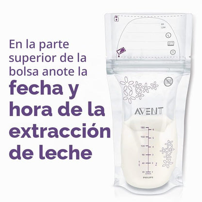 Philips AVENT 48 bolsas de almacenamiento de leche materna, transparentes, 6 onzas