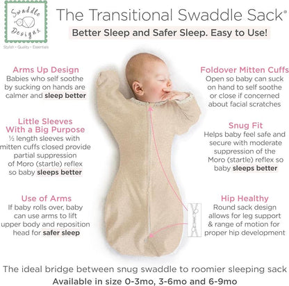 SwaddleDesigns - Saco de transición para envolver con mangas, 3-6 meses