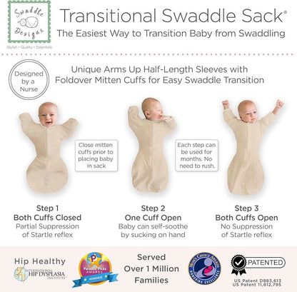SwaddleDesigns - Saco de transición para envolver con mangas, 3-6 meses