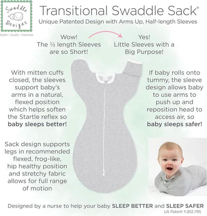 SwaddleDesigns - Saco de transición para envolver con mangas, 3-6 meses