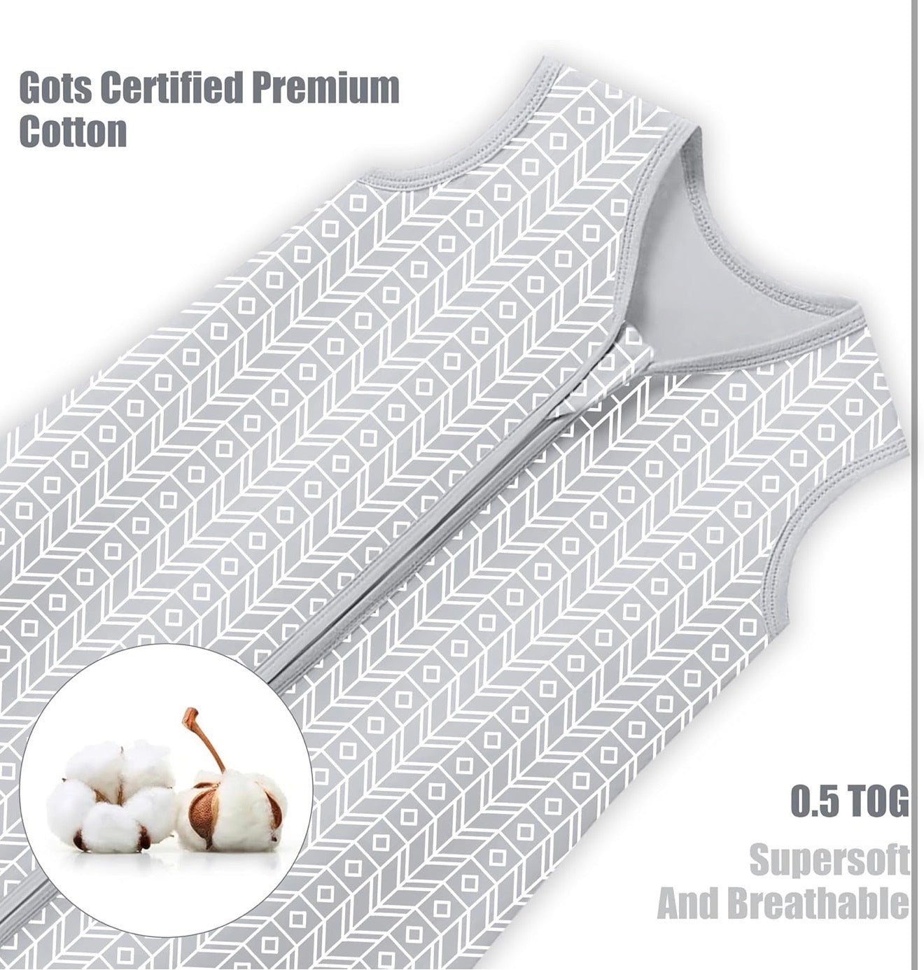 Paquete de 3 sacos de 0-6 meses para bebé SWEET DOLPHIN - 100% algodón, TOG 0.5