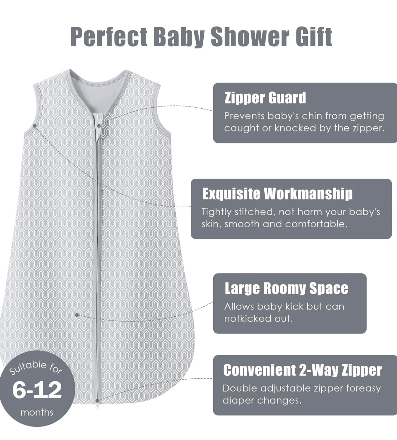 Paquete de 3 sacos de 0-6 meses para bebé SWEET DOLPHIN - 100% algodón, TOG 0.5