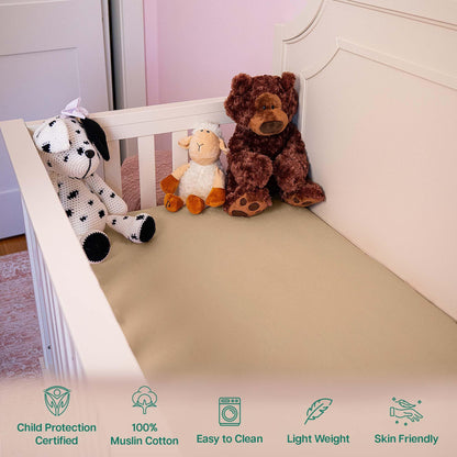 Sábanas de muselina para cuna, sábana bajera ajustable para cuna de 52 x 28 x 8 pulgadas