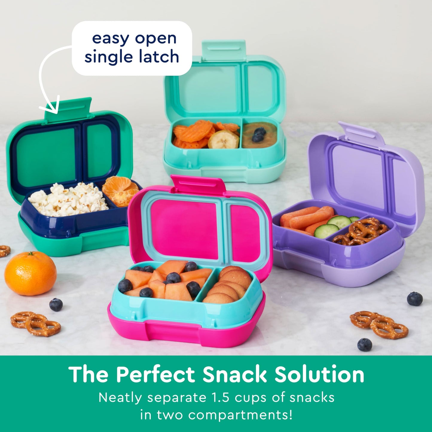 Bentgo Snack para niños, contenedor de caja Bento de 2 compartimentos