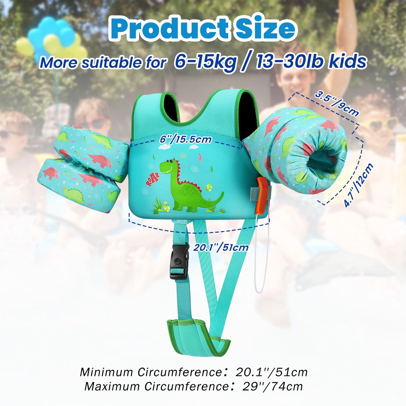 Chaleco de natación HeySplash para niños, 6-36 meses