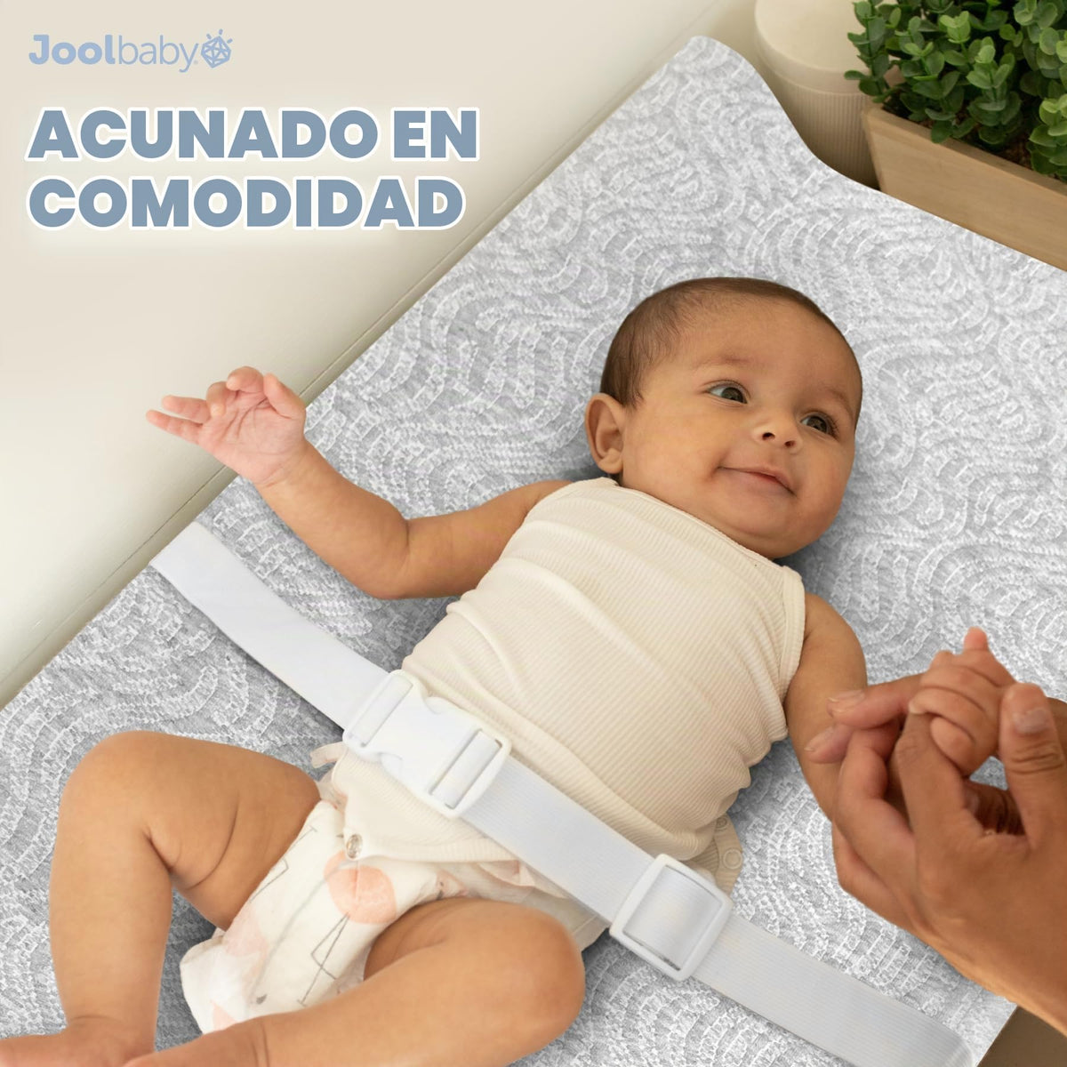 Jool Baby Cambiador suave + funda lavable (patrón de ondas, gris)