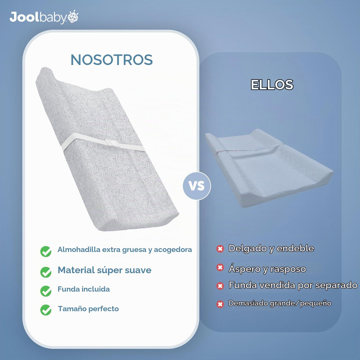 Jool Baby Cambiador suave + funda lavable (patrón de ondas, gris)