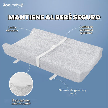 Jool Baby Cambiador suave + funda lavable (patrón de ondas, gris)