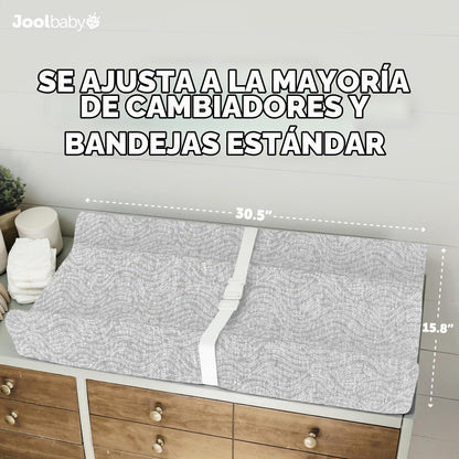 Jool Baby Cambiador suave + funda lavable (patrón de ondas, gris)