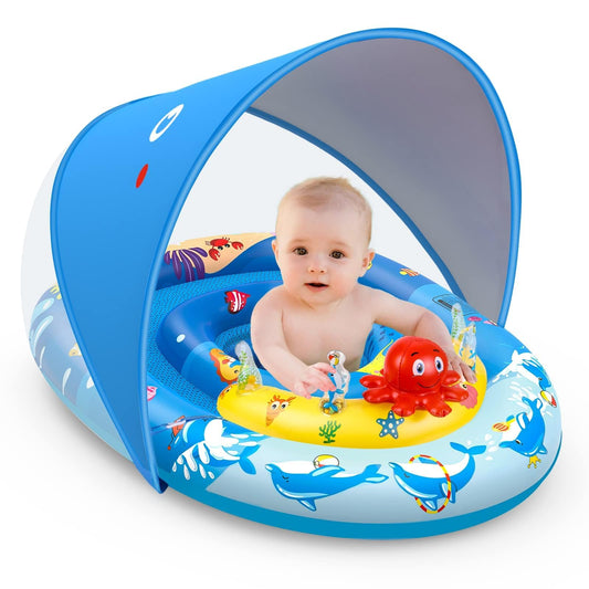 EZIGO Flotador de piscina para bebés con toldo UPF50+