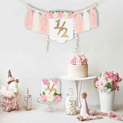 Decoraciones de mitad de cumpleaños – Cartel de 1/2 para silla alta