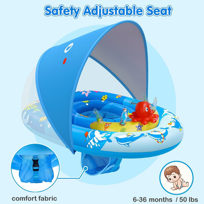 EZIGO Flotador de piscina para bebés con toldo UPF50+