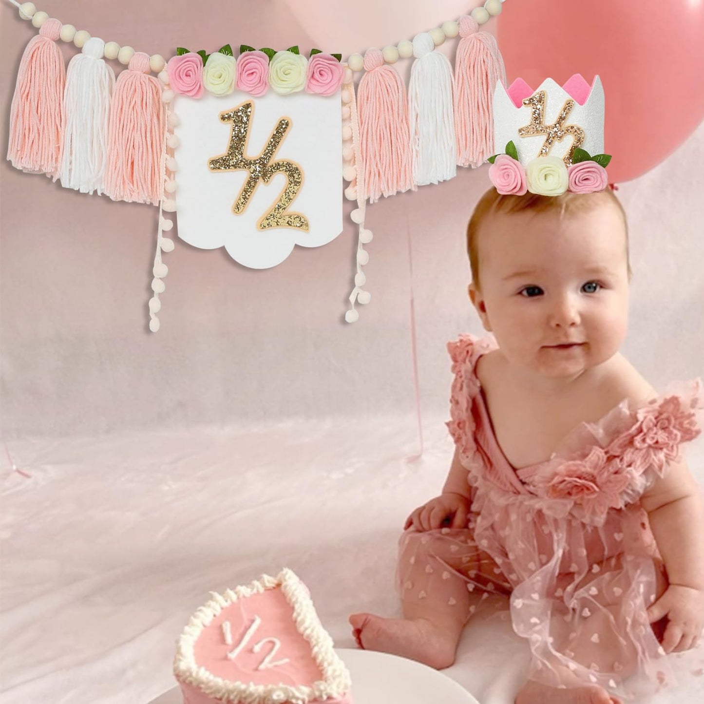Decoraciones de mitad de cumpleaños – Cartel de 1/2 para silla alta