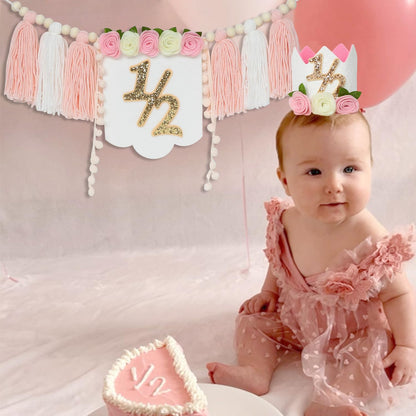 Decoraciones de mitad de cumpleaños – Cartel de 1/2 para silla alta