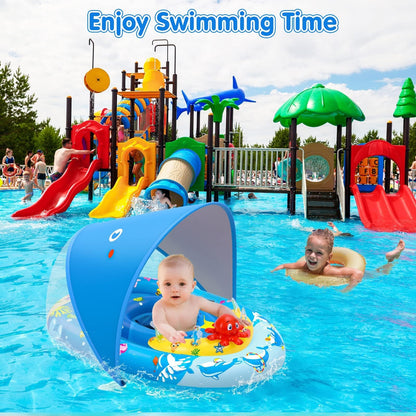 EZIGO Flotador de piscina para bebés con toldo UPF50+