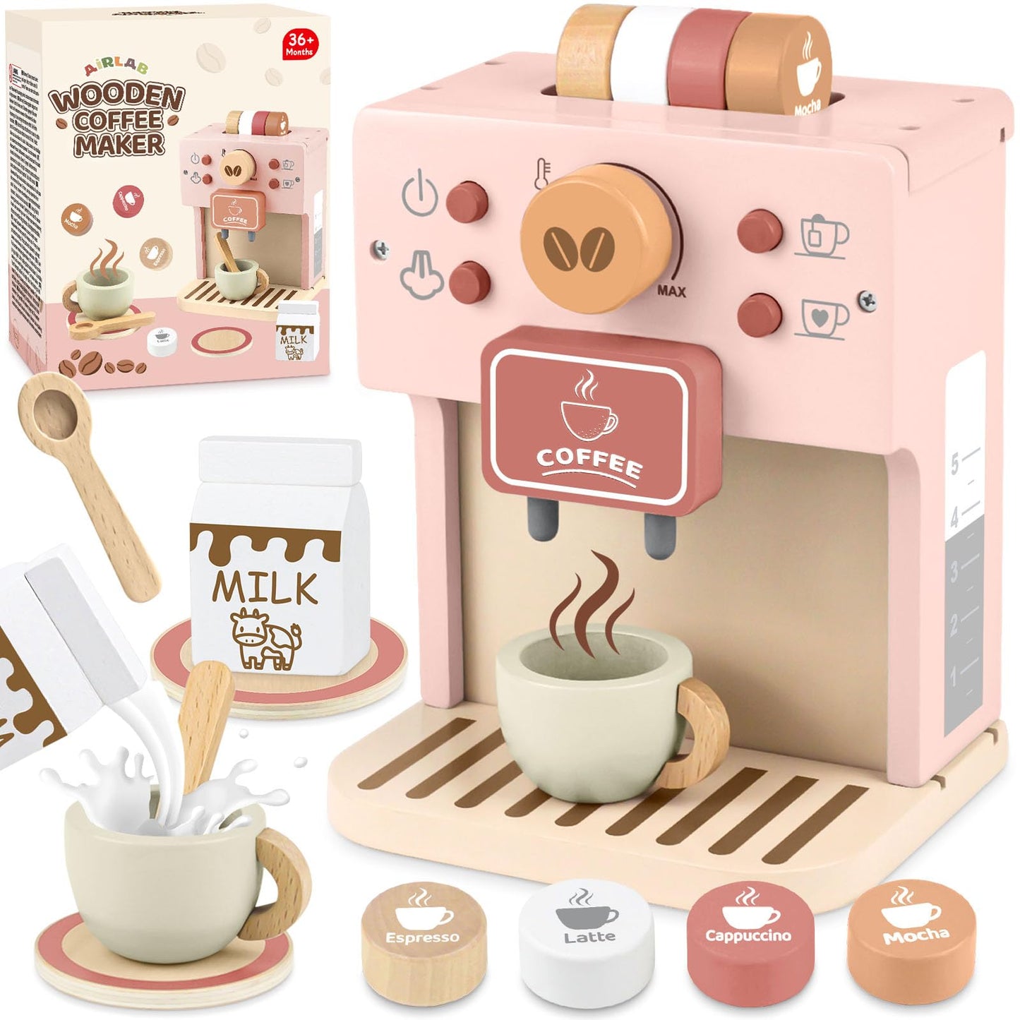 Juego de cafetera de madera