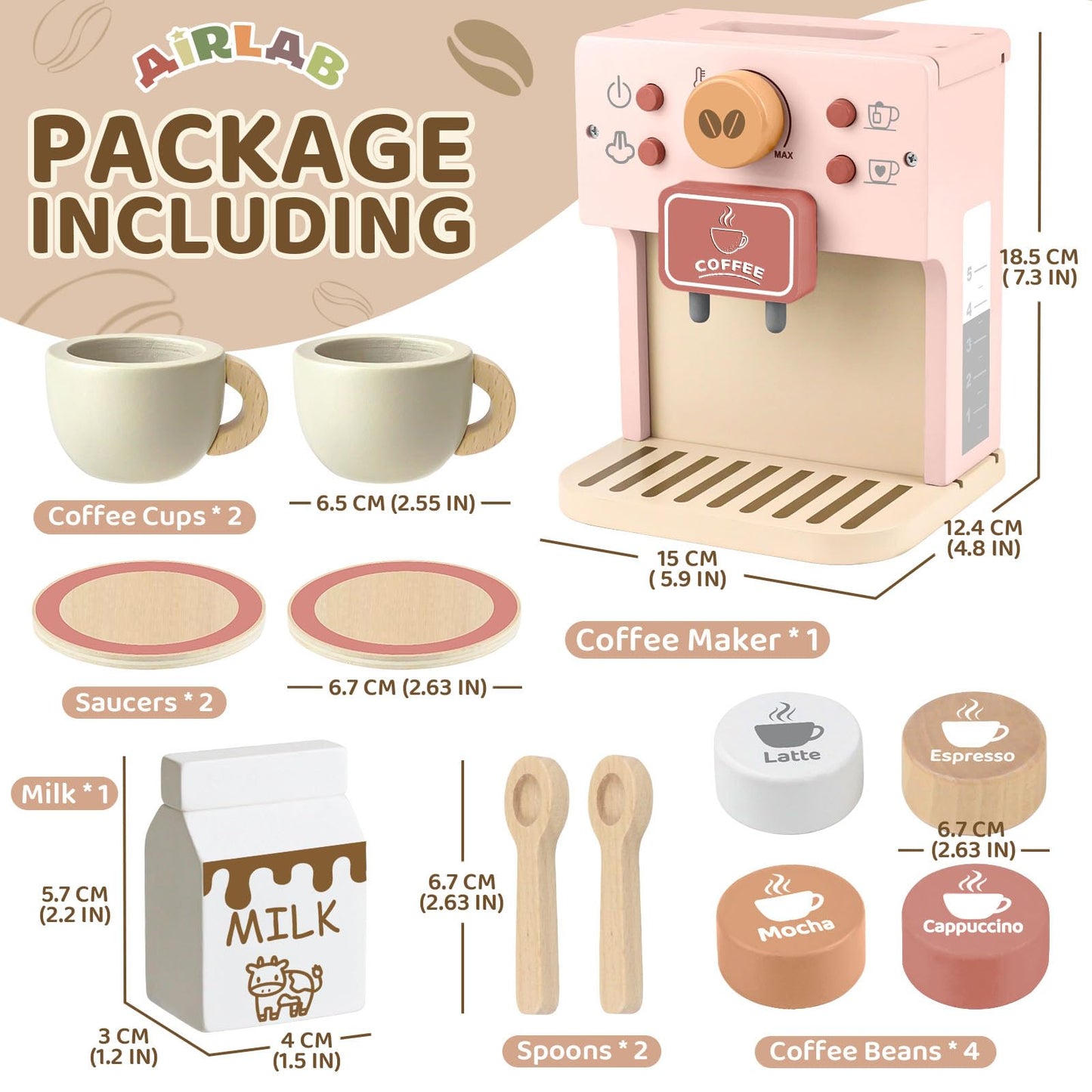 Juego de cafetera de madera