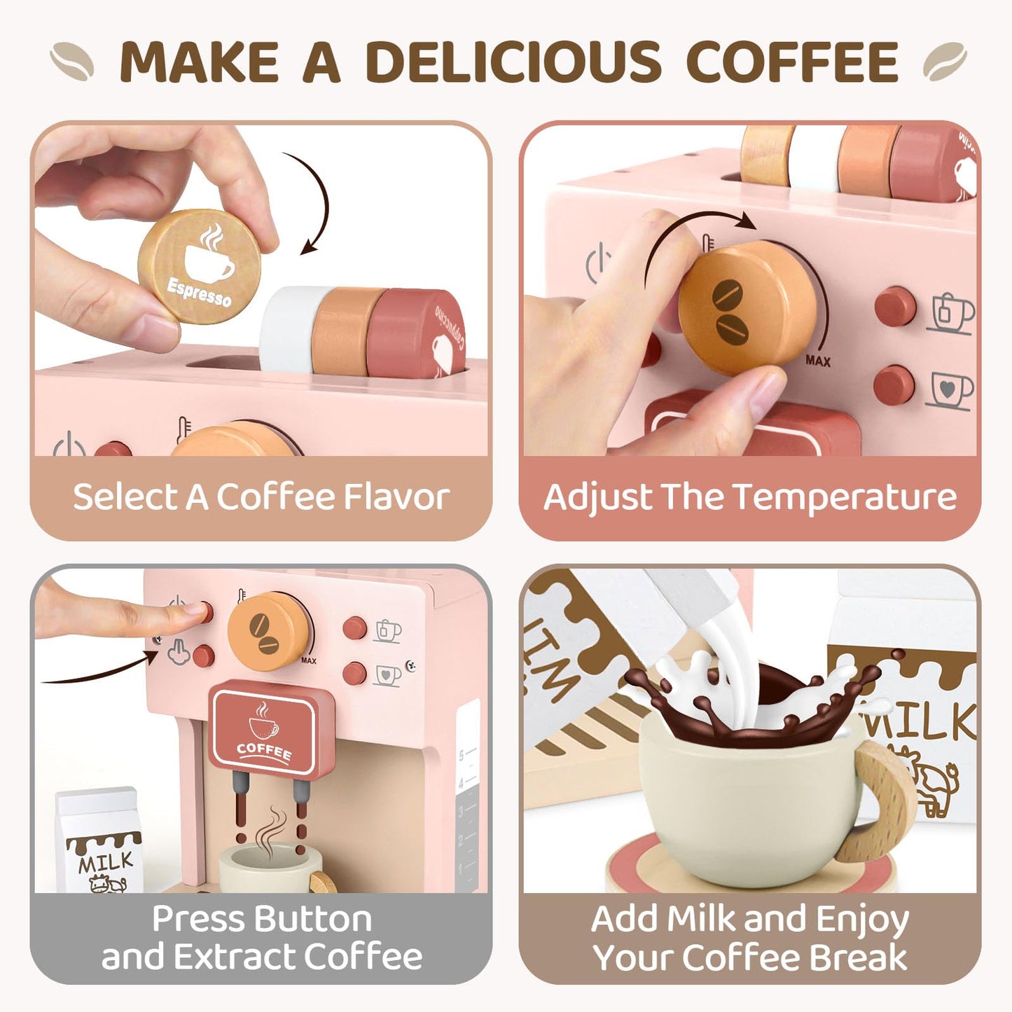 Juego de cafetera de madera