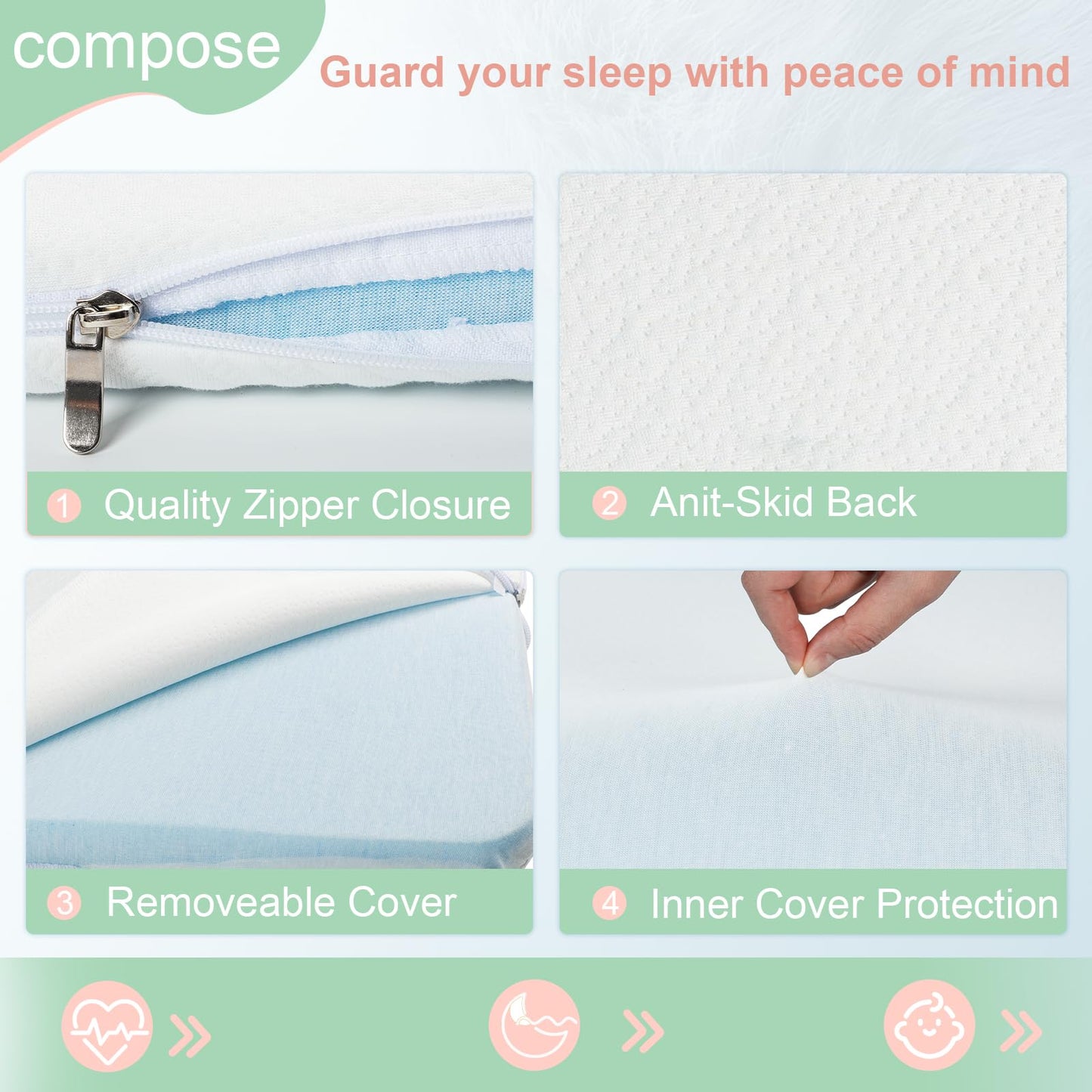 Colchón de espuma viscoelástica de gel con funda extraíble para cuna Jimglo/ANGELBLISS 3 en 1 (33 x 19 pulgadas)