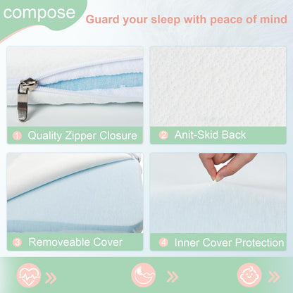 Colchón de espuma viscoelástica de gel con funda extraíble para cuna Jimglo/ANGELBLISS 3 en 1 (33 x 19 pulgadas)