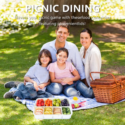 Bandeja dividida para servir con tapa y asa