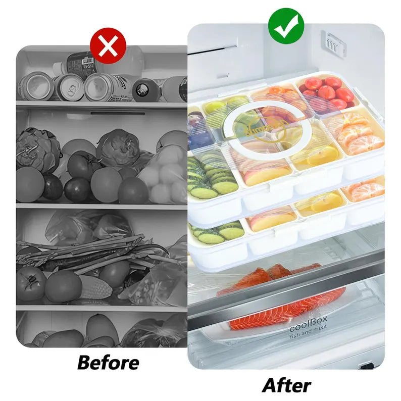 Bandeja dividida para servir con tapa y asa