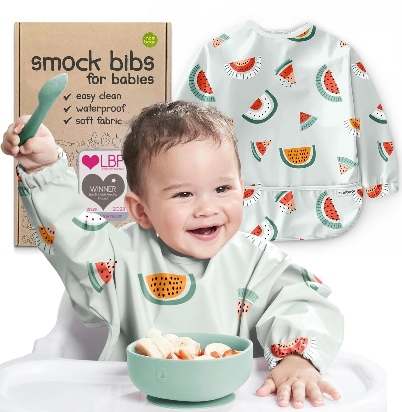 Baberos para comer - Babero impermeable para bebés de 6 a 12 meses