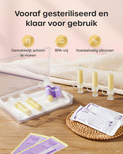 Nuliie Kit Colector de Calostro 7ml/6 piezas, Resistente a Fugas, Colector de Leche Materna Reutilizable