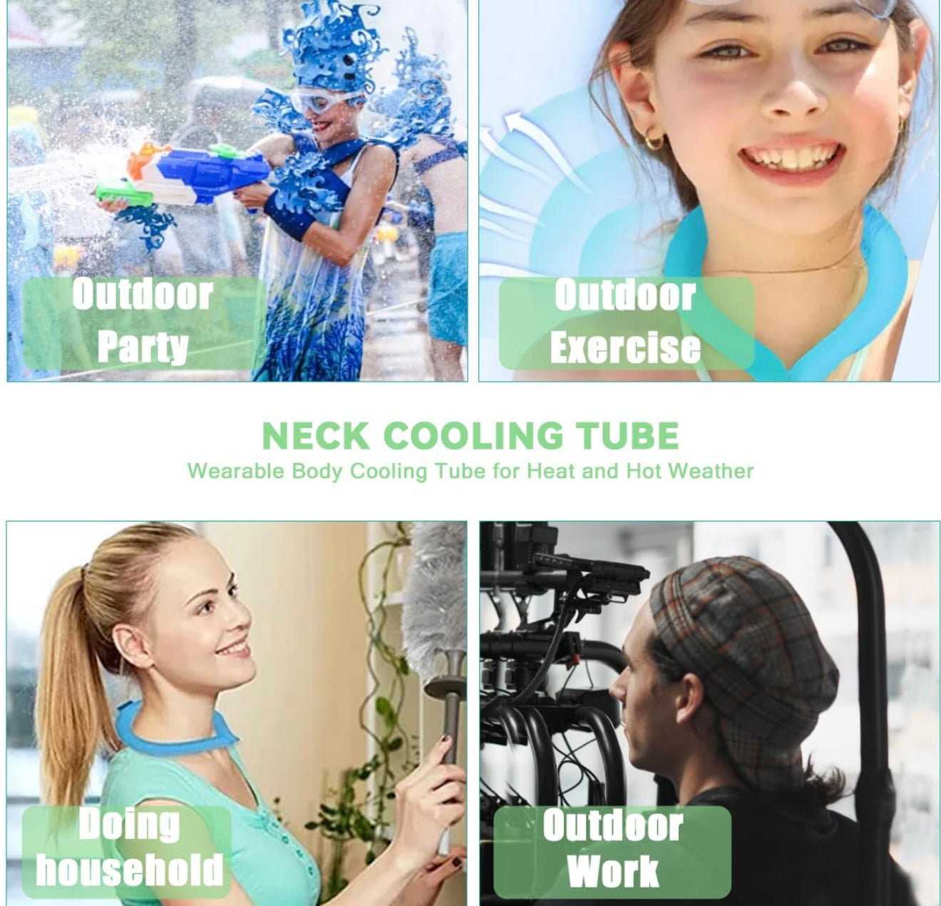 Anillo de hielo portátil, tubo de enfriamiento para el cuello, paquete de 2