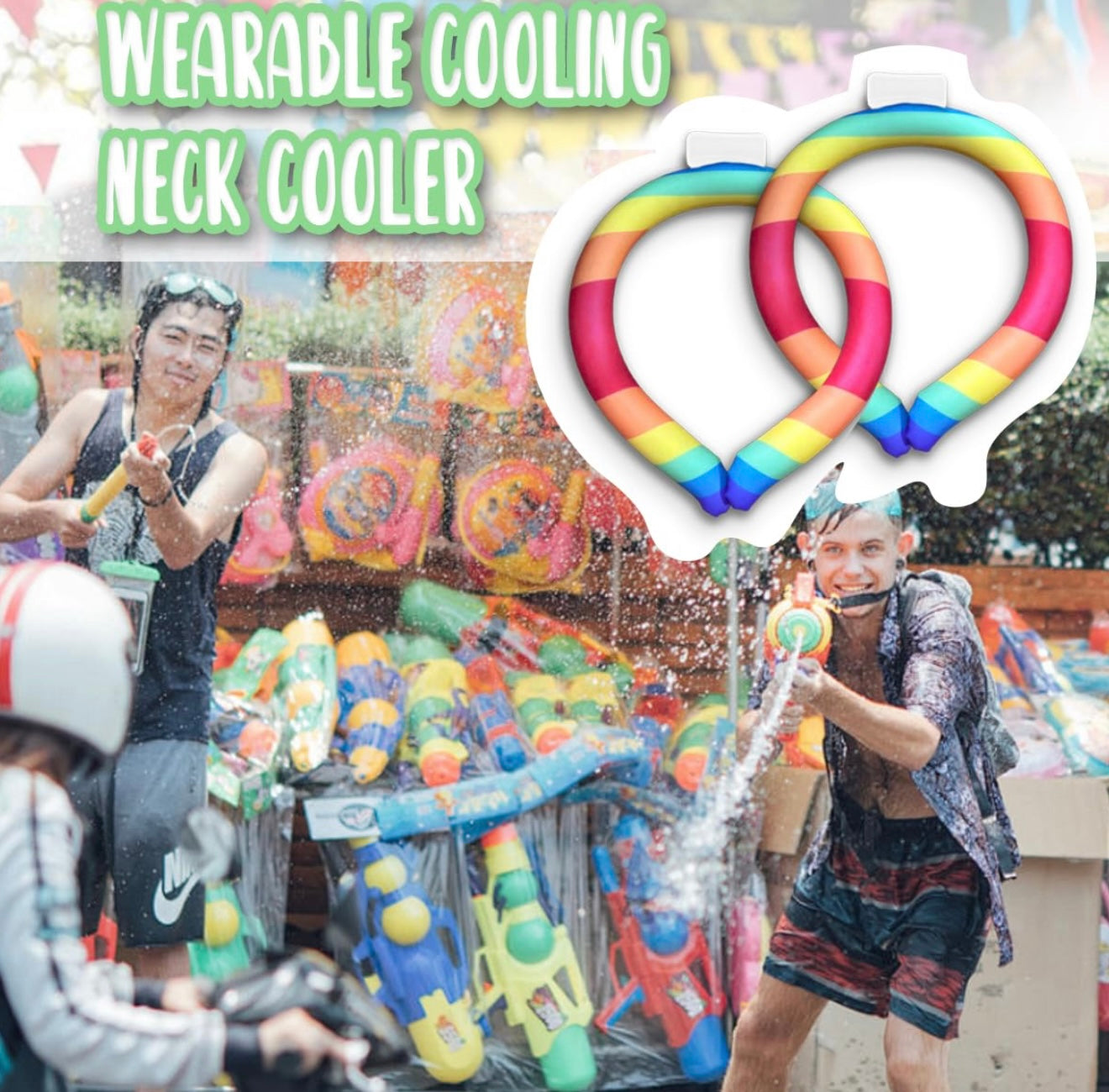 Anillo de hielo portátil, tubo de enfriamiento para el cuello, paquete de 2