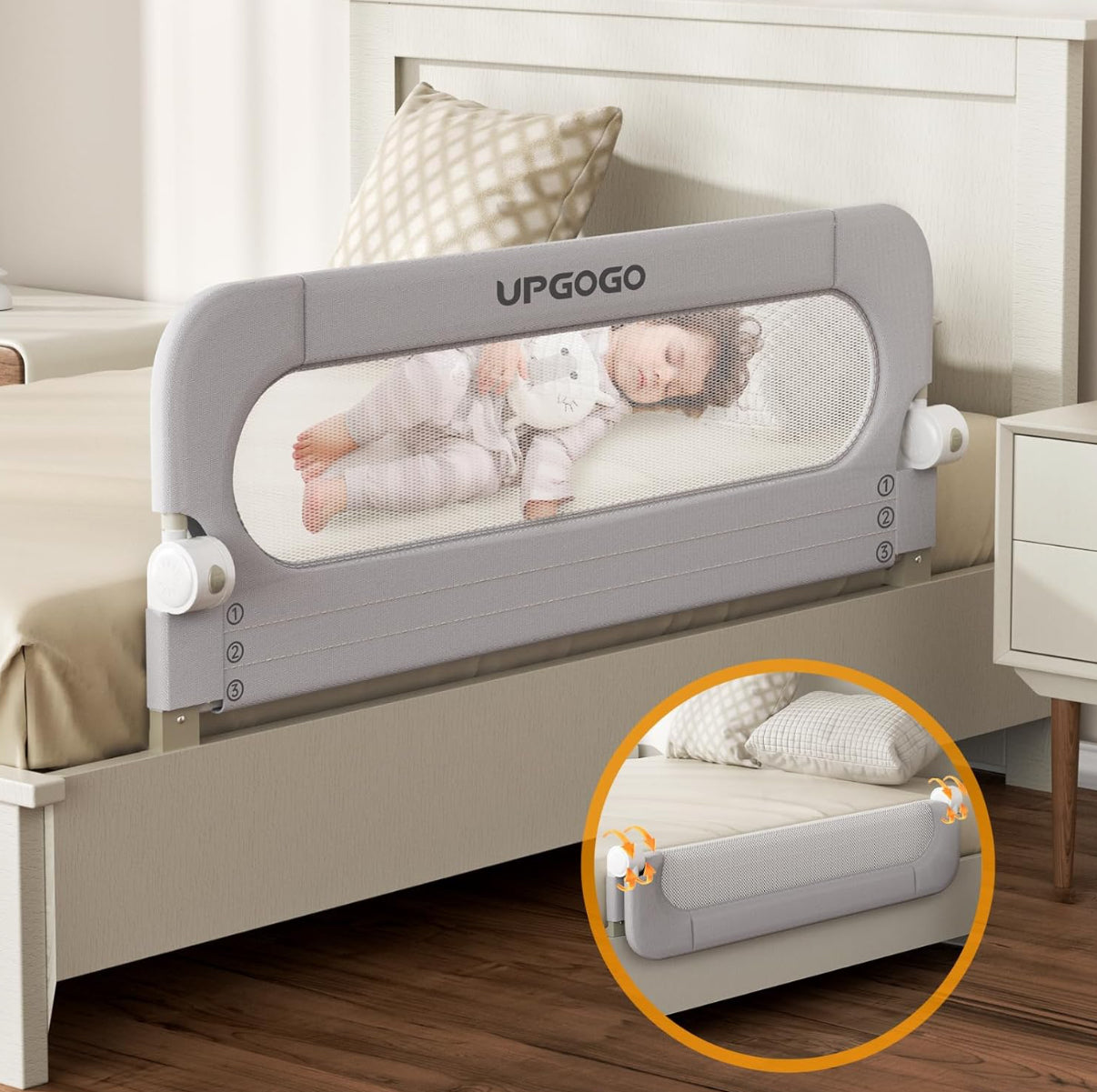 Riel plegable para cuna, protector de riel de cama de bebé 71x24 inch