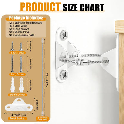 Paquete de 6 anclajes para muebles a prueba de bebés