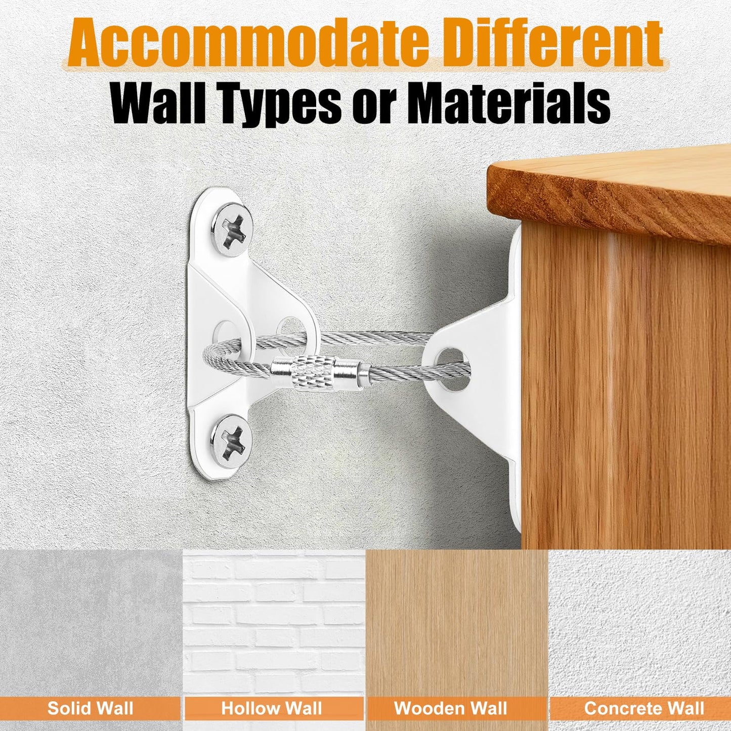 Paquete de 6 anclajes para muebles a prueba de bebés