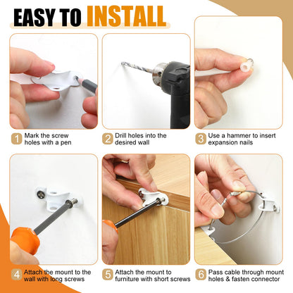 Paquete de 6 anclajes para muebles a prueba de bebés