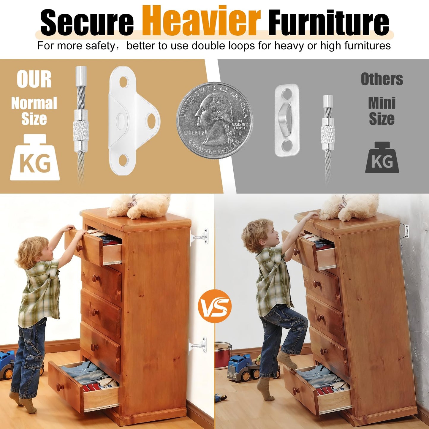 Paquete de 6 anclajes para muebles a prueba de bebés