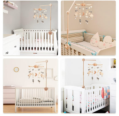 Decoración móvil para cuna de bebé bohemia, luna y estrellas, con nube