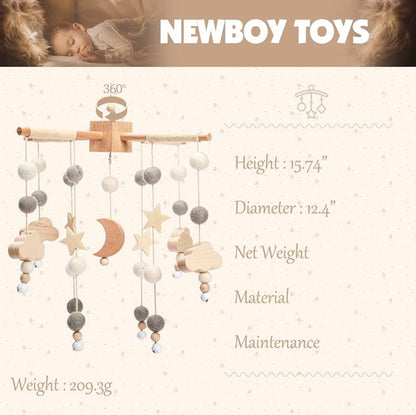 Decoración móvil para cuna de bebé bohemia, luna y estrellas, con nube