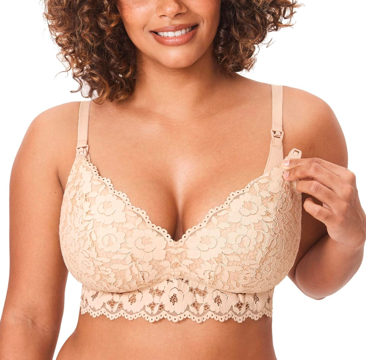 MOMANDA Sujetador de lactancia de encaje para mujer, 34D