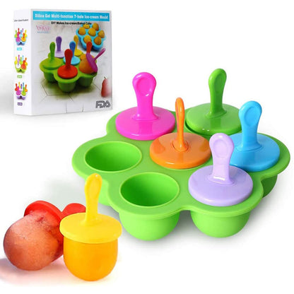 Mini molde de silicona para paletas, molde para paletas de hielo de 7 cavidades