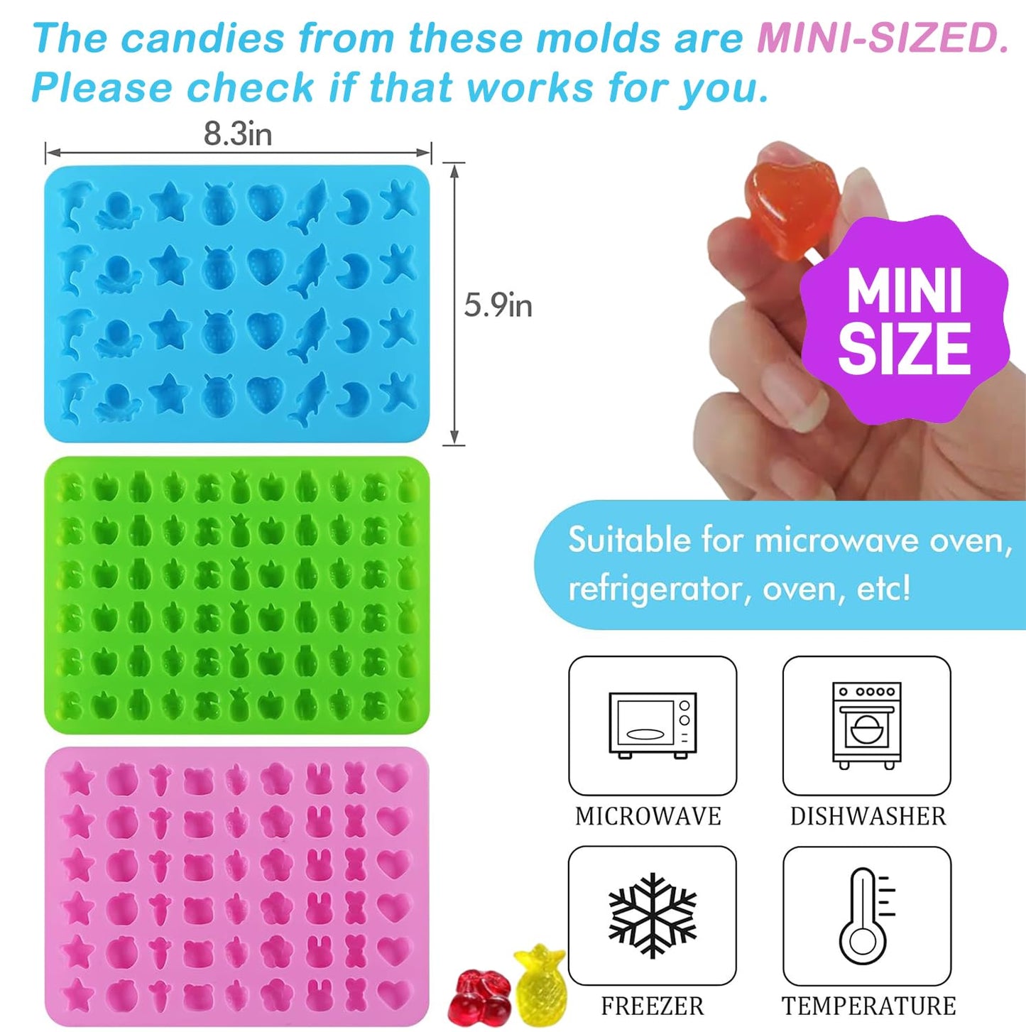 Moldes de silicona para osos de goma, tamaño pequeño