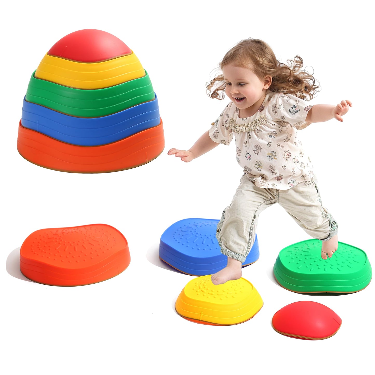 Piedras de equilibrio para niños, set de 5 piedras sensoriales para pisar