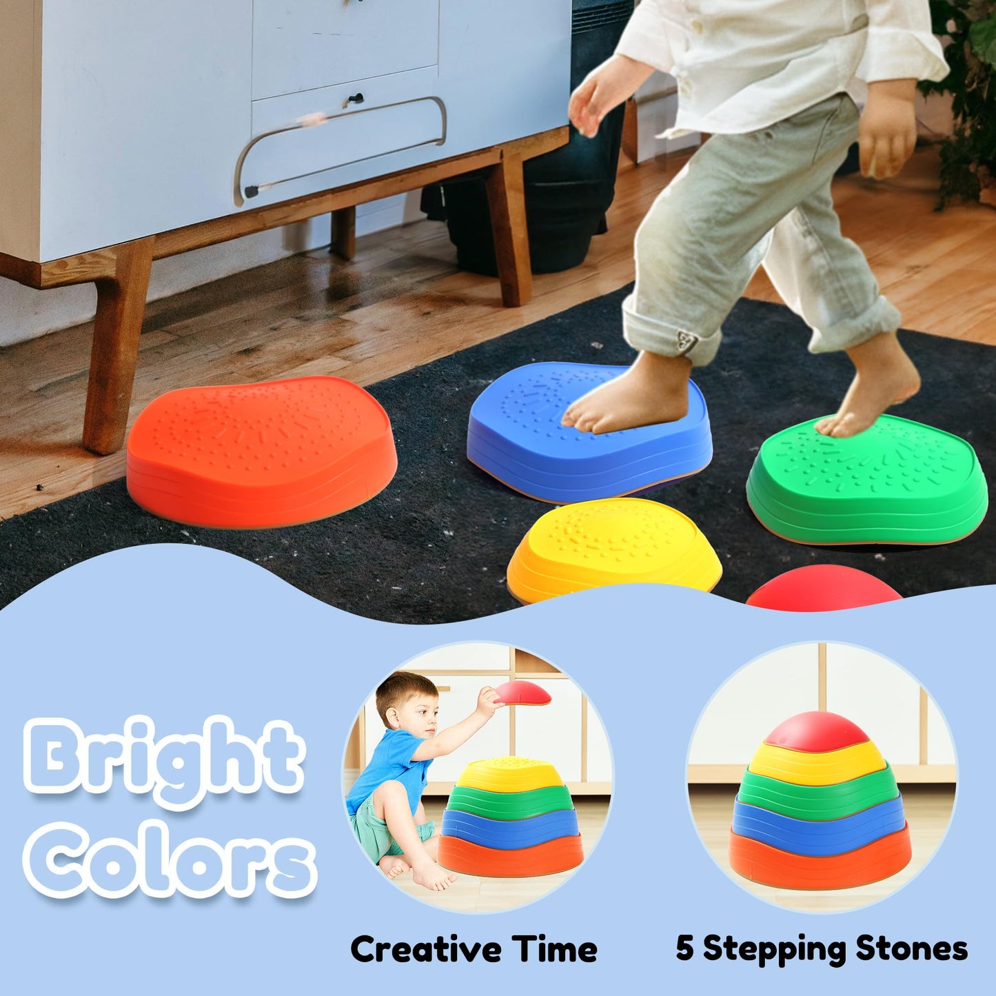 Piedras de equilibrio para niños, set de 5 piedras sensoriales para pisar