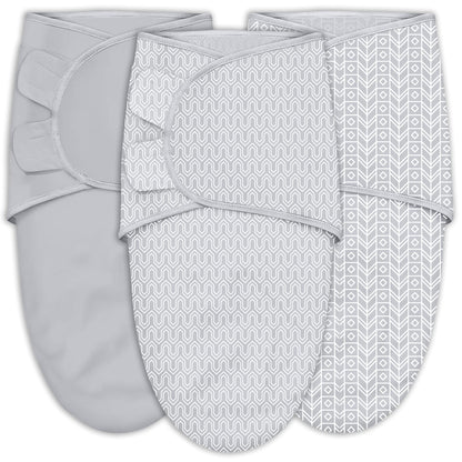 Paquete de 3 sacos de dormir envolventes para bebé de algodón, 0-3 meses