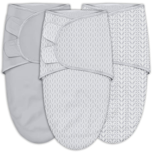 Paquete de 3 sacos de dormir envolventes para bebé de algodón, 0-3 meses
