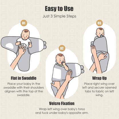 Paquete de 3 sacos de dormir envolventes para bebé de algodón, 0-3 meses