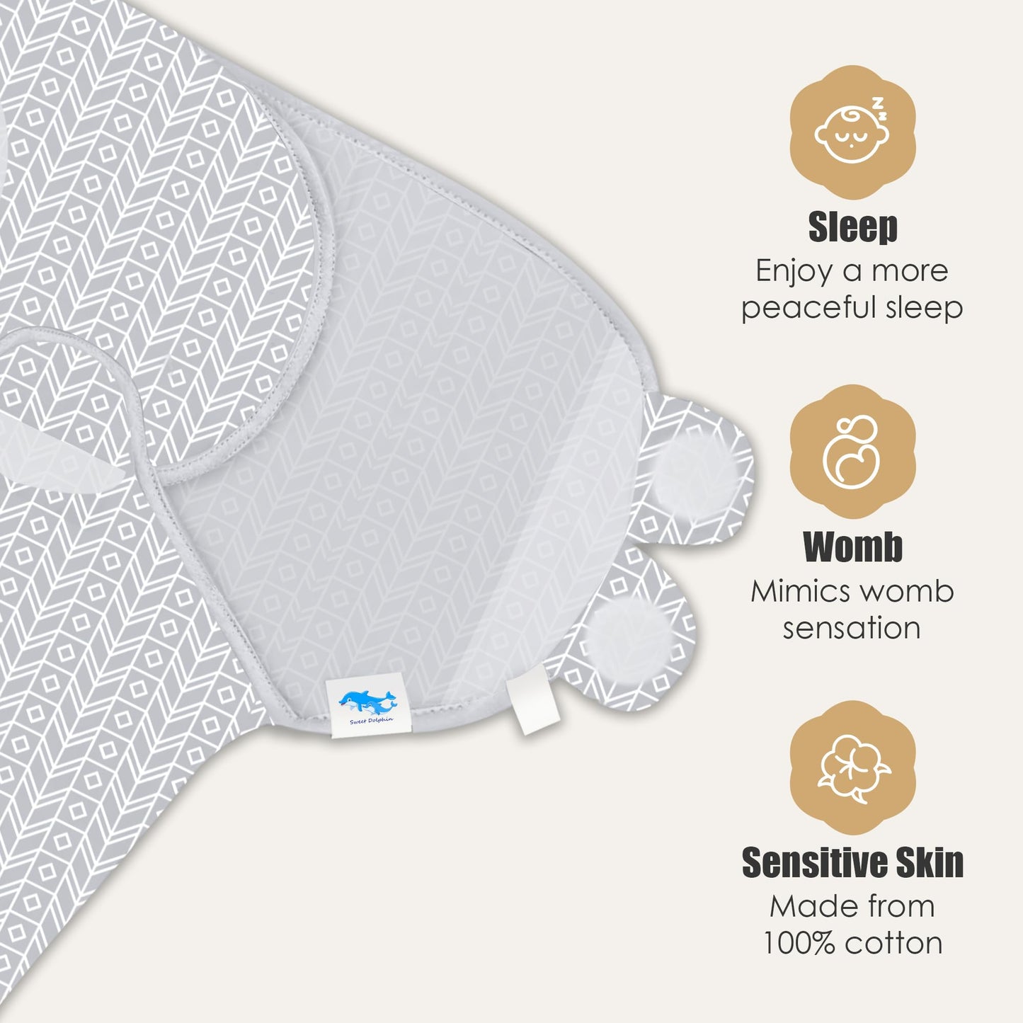 Paquete de 3 sacos de dormir envolventes para bebé de algodón, 0-3 meses