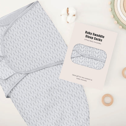 Paquete de 3 sacos de dormir envolventes para bebé de algodón, 0-3 meses