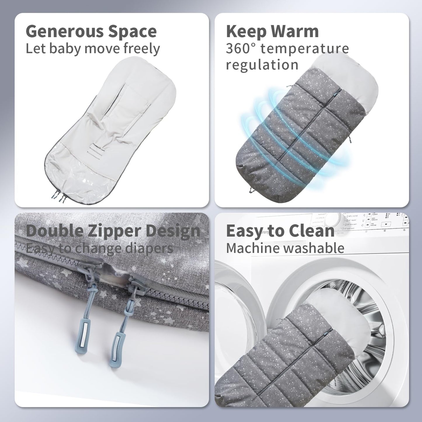 Pinéllia banderines para cochecito universal, de invierno, resistente al viento y cálido