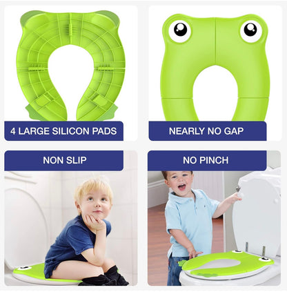Asiento de inodoro plegable, funda de asiento reciclable para viajes (verde)