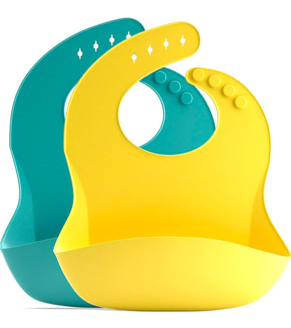 Baberos de silicona para bebés, baberos para comer, 2 baberos de silicona lavables